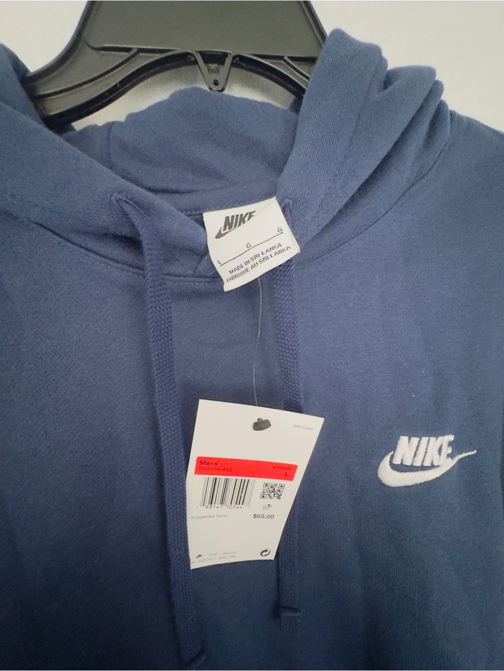 Nike Men's NEW with Tags Navy Crewneck Hoodie with Embroidered Logo NWT Blue